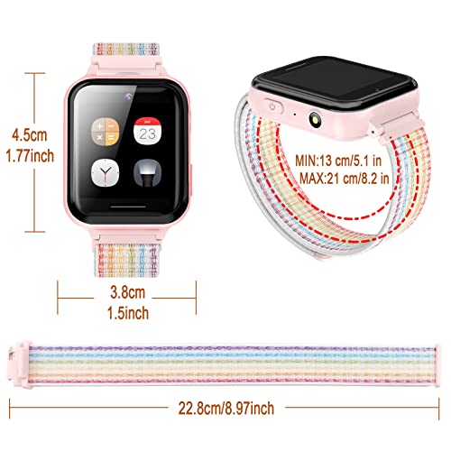 Smartwatch Niños, Reloj Inteligente niño con 10 Juego, podómetro, Cámara, Música, SOS, Linterna, Despertador, Reloj Teléfono con Pantalla Táctil y Protector para Niños y Niñas 3-12 Años (Rosa)