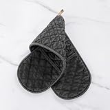 No. 918 Martell Stonewashed 100% Cotton Quilted Double Oven Mitt, Charcoal Gray