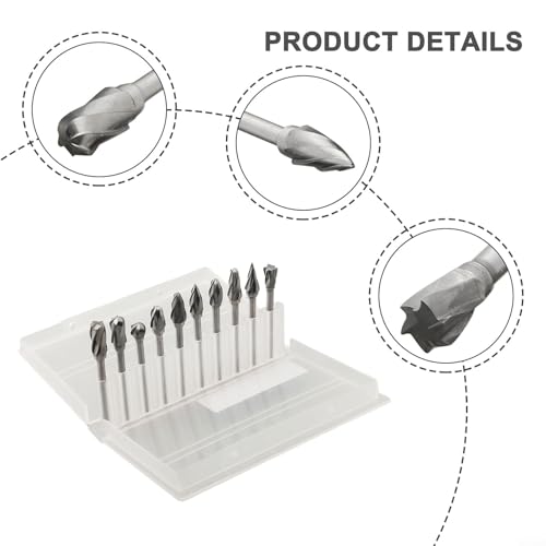 Set de 10 fresas de carburo para herramientas rotativas miniatura 3