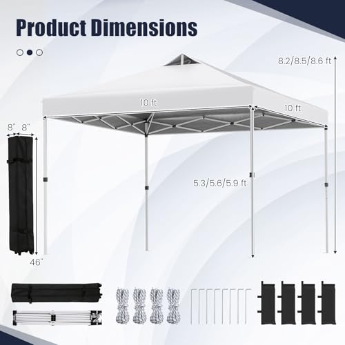 Image of Tangkula 10 x10 Ft Pop Up Canopy with Center Lock