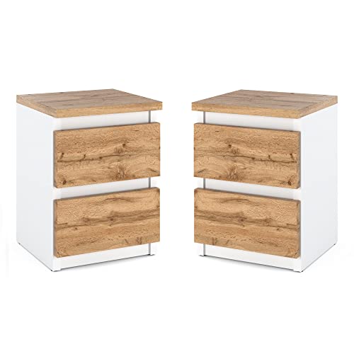MRBLS_HOME MRBLS Nachttisch 2er Set Nachtschrank Nachtkommode Modern Möbel...