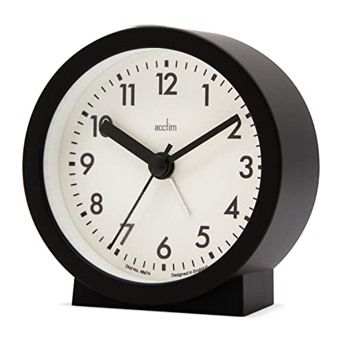 Acctim Gaby Small Analogue Contemporary Bedside Alarm Clock (Black) - Image 2
