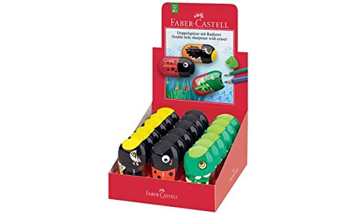 Taille-crayon Animals Faber-Castell avec gomme et réservoir double trou crayon standard Jumbo