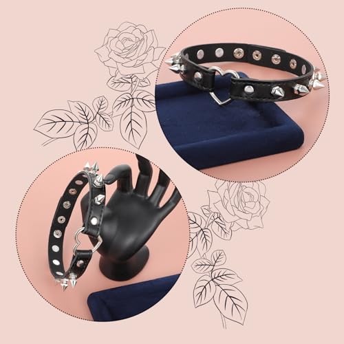 LLOUSSAK PU Leder Choker Schwarz, Halskette Halsband Damen Punk Herz Halskette verstellbares Halsband Choker Kette für Damen Halloween Geburtstag Party Rollenspiele