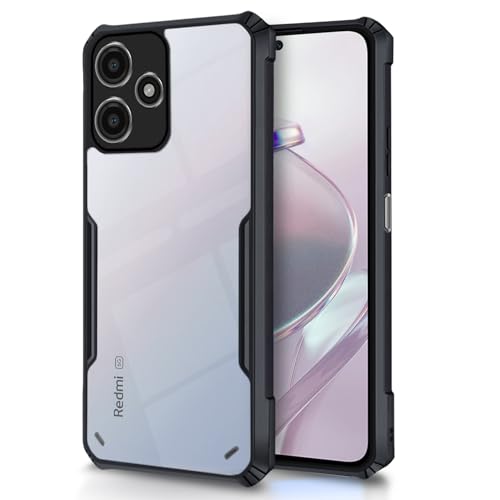 Image of Outlouders Back Cover for Redmi 12 5G| Ultra Hybrid Transparent | Full Camera Protection | Raised Edge | Crystal Clear Bumper Case(Black)