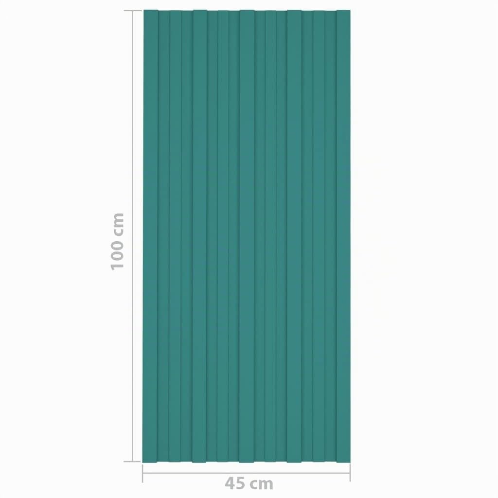 vidaXL 36x Panel para Tejado Plancha Lámina de Techo para Garaje Caseta Placa Cobertizos Establos Casas Móviles Acero Galvanizado Verde 100x45 cm