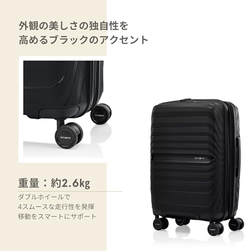 Image of Samsonite Octolite Expandable Neo 55 Cms Small Cabin Polycarbonate Hard Sided 8 Wheel Spinner Luggage /Suitcase /Trolley Bag (Black) (Double Wheel)