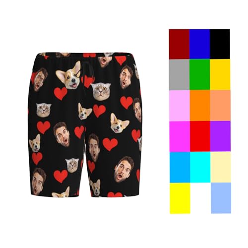 Custom Pajamas Pants Plaid Personalized Funny PJ Pant Design with Face Short Pajama