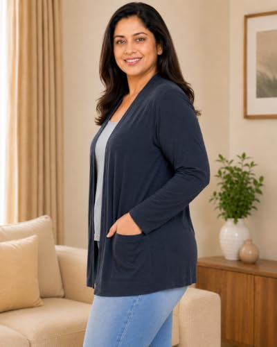 Image of In Love Women's Solid Open Front Shrug with Pockets