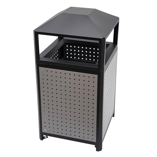 Stainless Steel Outdoor Trash Can with Ashtray - Rectangular Commercial Waste Container for Parks, Restaurants, and Public Spaces, Durable and Stylish Garbage Bin
