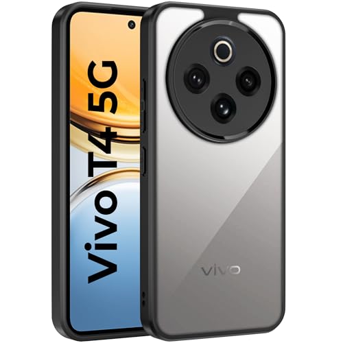Image of A rtistque Clear Hard Armor Transparent Cover Case for iQOO Z10 5G / Vivo T4 5G | Anti-Drop Shockproof | TPU Edge | Stylish Design | Camera Protection | iQOO Z10 / Vivo T4 Back Cover - Black