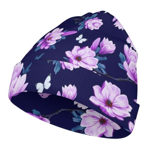 Cherry Blossoms Flower Pattern Kids Beanie Hat for for Girls Boys Children Cap Winter Knitted Chemo Cancer Headwear Accessories Gifts Decoration