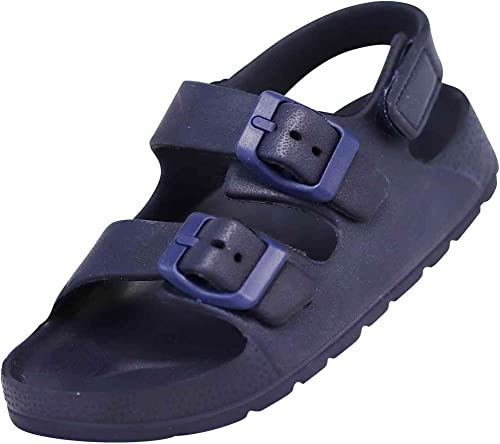 NORTY Unisex Toddler Sandals - Comfortable Slides for Boys and Girls - Summer Footwear for Kids - Adjustable Buckle Straps - Navy Strap,Size 11