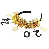 LALADEFIEE Diadema de Año 2024 Dorada Estrellas, Accesorios Cabello para Adultos, Banda Pelo Festiva para Fiestas y Celebraciones de Nochevieja