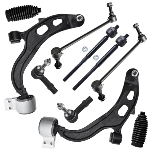 Detroit Axle - Front End 10pc Suspension Kit for Ford Flex Taurus Lincoln MKS MKT, 2 Lower Control Arm w/Ball Joints, 4 Tie Rods, 2 Sway Bars, 2 Boots Replacement