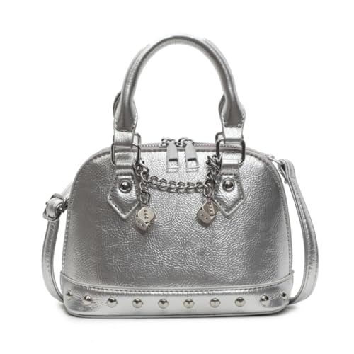 Sac à bandoulière argenté en polyuréthane avec rivets pour femme