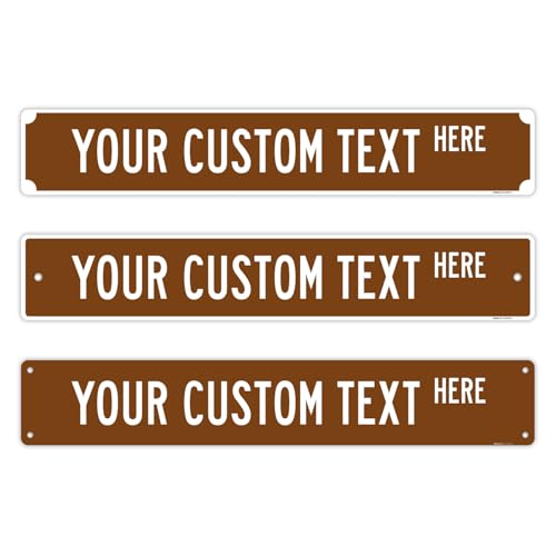 Custom Street Sign, Personalized Street Sign, Customizable Novelty Road Brown Background Sign, 36x6 Inches, ACM, Made in USA by Sigo Signs