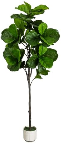 Artificial Fiddle Leaf Fig Tree 6FT - Large Fake Tree with White ...