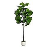 LuceAlberi Artificial Fiddle Leaf Fig Tree 6FT - Large Fake Tree with White Planter, Tall Faux Ficus Lyrata Tree Floor Plants for Indoor Home Decor Office Living Room Housewarming Gift, 1Pack