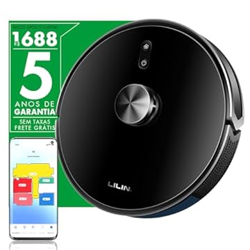 LILIN Robô aspirador de pó X6, Navegação e mapeamento LIDAR, 110/220V Bivolt, Aspirador e esfregão 3 em 1, Mapeamento de vários pisos, Autocarregamento, Conexão WiFi, Funciona com Alexa