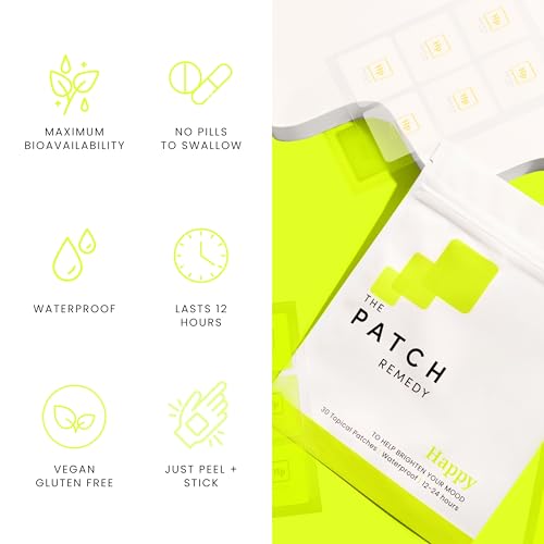 Image of The Patch Remedy Happy Patch | 5-HTP, L-Theanine, Rhodiola, Inositol, B6, Vitamin D3 | 30 Patches
