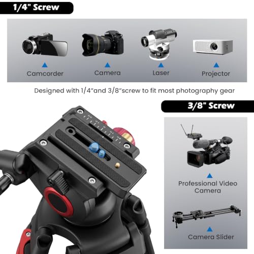 Mactrem 82"/210cm Fluid Head Tripod - Heavy Duty Video Tripod for Camera - image 4