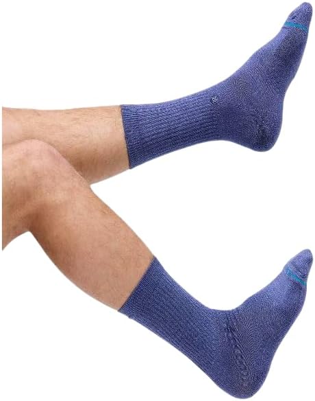 Stance Simpler Times Casual Crew Socks, 2-Pack, Heather Light Blue/Cream, Light Brown, Large (9-12), A556A25SIM
