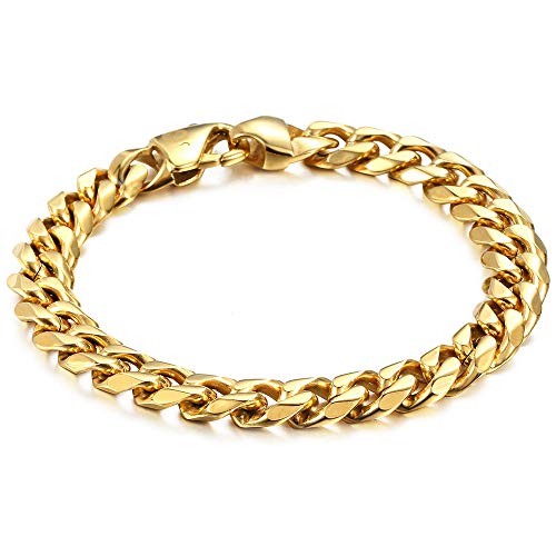 Trendsmax 11Mm Men's 316L Stainless Steel Gold Curb Cuban Link Chain Bracelet Gifts For Men Boys Length 9Inch #TOP5
