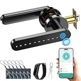 Cerradura Inteligente 6 en 1, Chapa Inteligente Electrónica con Huella, Pulsera, App Tuya, Contraseña, Tarjeta y Llave,...