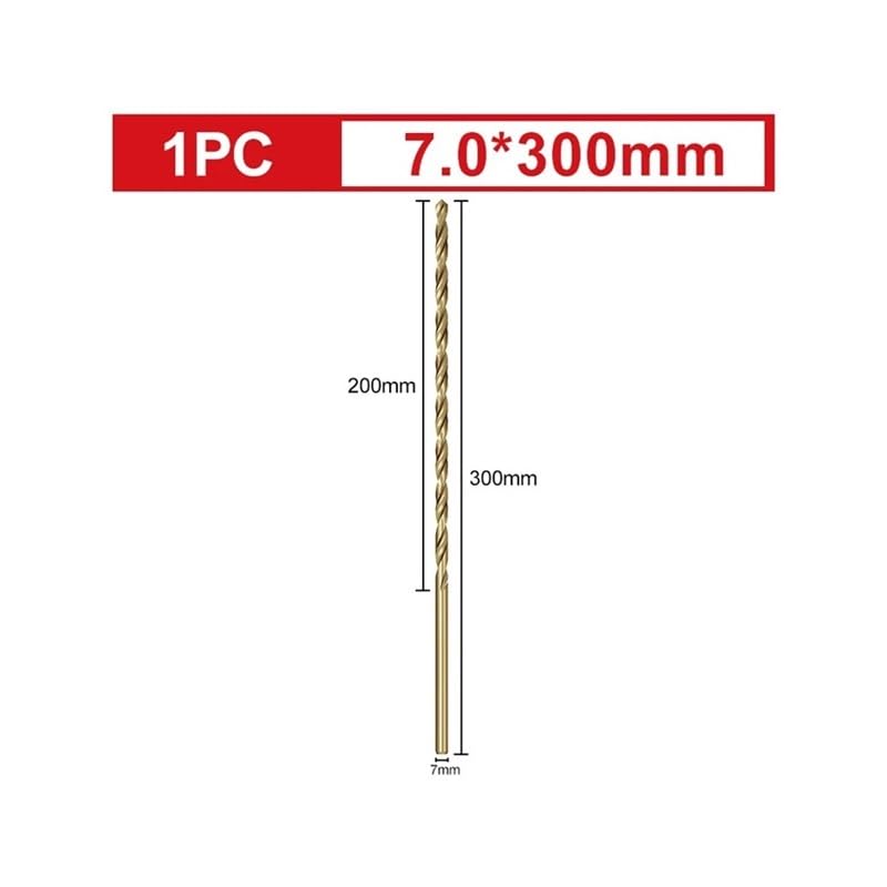 1Pc 2.5mm-10mm 300mm Punta Da Trapano Elicoidale A Coclea M35 Extra Lunga for Metallo Punta Da Trapano for Foro Profondo In Acciaio Inossidabile for Legno(7x300mm)