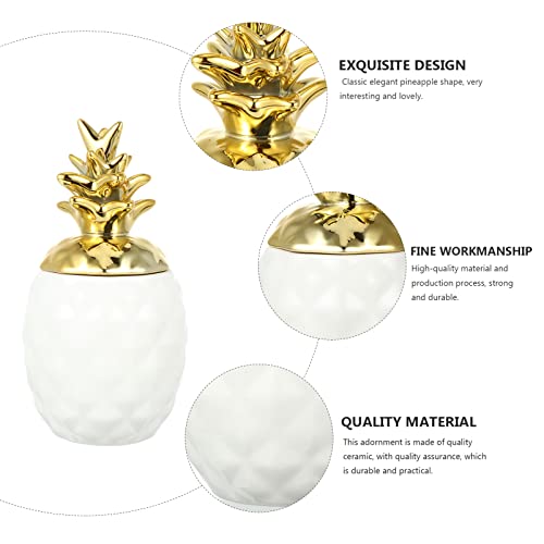 Boîte ananas céramique blanche pour ranger les bijoux perdus sur le bureau - 7