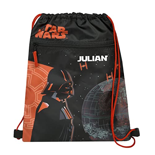 Bolsa de deporte para niño con nombre, bolsa para zapatos personalizada, diseño de Darth Vader de StarWars, bolsa de deporte para niños, incluye impresión, Negro