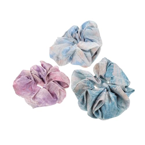 Homoyoyo 3個 タイダイ 大きい 腸 円形 大きい シュシュ 女性用 生地 髪 シュ