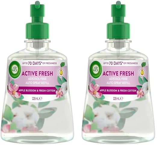 Airwick Apple Blossom & Fresh Cotton Automatic Spray Refill 228 ml (Pack of 2) - 228ml (Pack of 2)