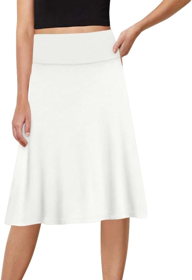 Sweet Hearts A-Line Midi Skirts for Women- High Waist Knee Length Casual Flared Flowy Skirt Made in USA