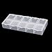 IIVVERR Plastic Rectangular 10 Slots Electronic Components Storage Box Case Container Clear White 13.3cm x 5.8cm x 2cm (Plastic Rectangular 10 Slots Electronic Components Storage Box Case Container C-