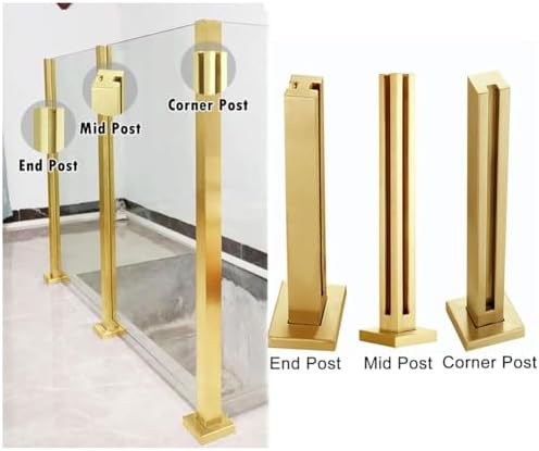 304 Stainless Steel Glass Railing Post with Spigot Slots, 37.4" Mid Post for Balcony, Deck, Stairway, Patio - Durable Glass Balustrade Support