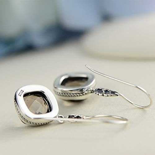 Pendientes de plata 925 MIYUAN con cuarzo ahumado de alta joyería 7