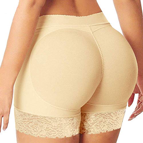 CHRONSTYLE Damen Push up Unterhose Mieder Panty Contur Slip Padded Push-Up Po und Butt Lifter Frauen Hohe Taille Enhancer Unterwäsche Miederslip Höschen (Beige, S) Cover