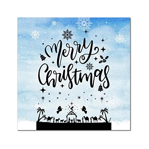 Plaque murale rétro en bois Merry Christmas déco 35x35 cm - 2
