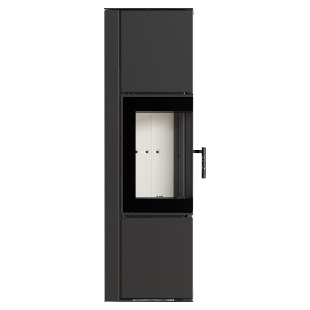 ODYN Kaminofen 8 kW - Freistehender Eckkamin aus Stahl - Holzofen mit 2 Seiten Glas, Kamineinsatz BImSchV 2 & Energieeffizienzklasse A - Skandinavischer Schwedenofen für Wohnzimmer
