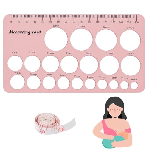 KAFULI Règle Mamelon, Règle Mesure des Mamelons des Mères avec Ruban Souple 1,5M Outil Mesure Bride Sein en Silicone Flexible pour Mamelons, Outil Dimensionnement Tire-lait