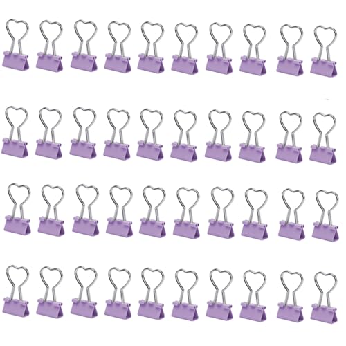 40 PCSハートシェイプバインダークリップメタルビルフォールドバックスクール紙のための固定クランプフォールドバックハート形状バインダーファイルクランプ