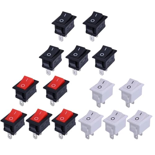 Interrupteur bouton-poussoir SPST rouge et blanc pour tableau de bord de bateau et moto 15pcs