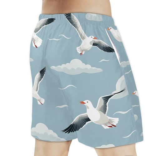Men's Swim Trunks Size S Laughing Gull with Mesh Lining Soft Breathable Quick Dry Beach Shorts Grayish Blue3