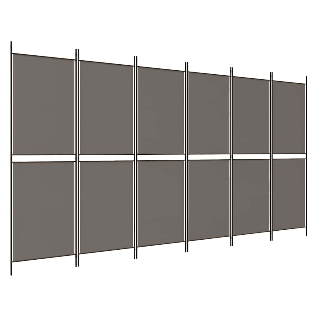 6-panelowy parawan 300 x 200 cm materiał antracytowy