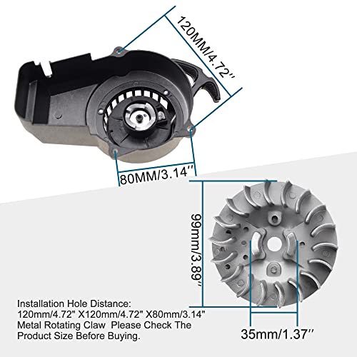 Goofit Aluminum Pull Start Recoil Starter With Flywheel And Screws For 2 Stroke 47Cc 49Cc Pocket Bike Mini Bike Dirt Bike Scooter Atv Quad Motorcycle #TOP1