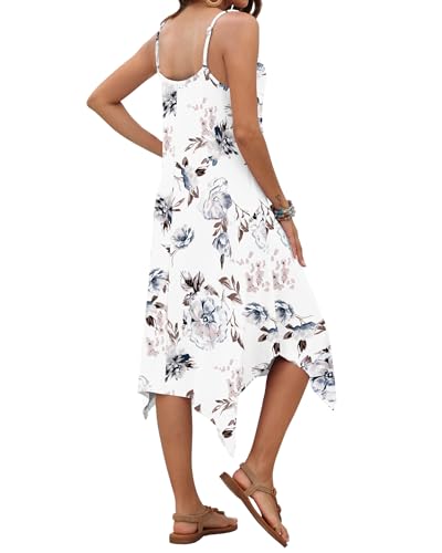 Image of AUSELILY Women's Summer Dresses 2026 Casual Sleeveless Spaghetti Strap Sundress Asymmetrical Midi Dress with Pockets