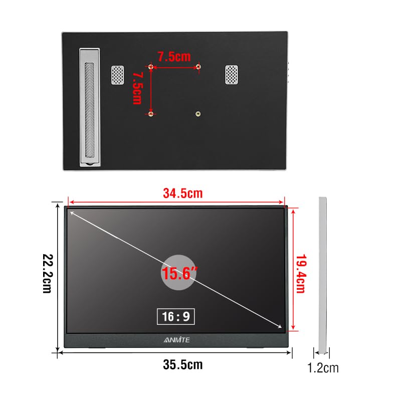 Image of Portable Monitor 15.6 Inch Computer Gaming Metal Enclosure Mobile External Display for Laptop Xbox PS4 Phone with Speakers Type-C USB-C HDMI IPS FHD 1080P LED Screen (15.6 inchTouch Screen Version)