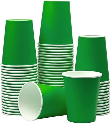 Green Paper Cups, Kids Party Cups, Disposable Paper Cups for Birthday, Wedding, Party, Picnic, BBQ, Travel and Events โ Pack of 20 pcs
